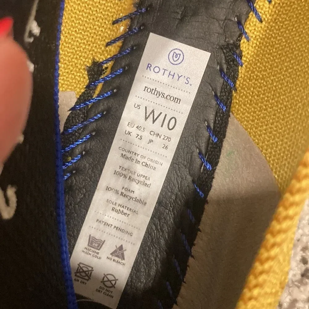 Rothy's Mustard Yellow Flats with Blue Trim